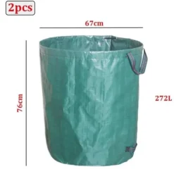 2-pack bärbar trädgårdspåse - 272L hållbara hopfällbara trädgårdsavfallspåsar - lövpåsar