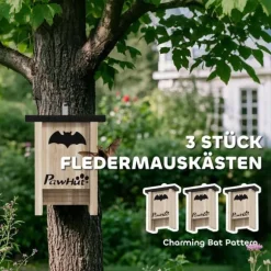 3-pack fladdermusbo, fladdermuslådor för trädgårdar, fruktträdgårdar, gårdar, enkel upphängning, 18 x 6 x 22,5 cm