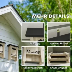 3-pack fladdermusbo, fladdermuslådor för trädgårdar, fruktträdgårdar, gårdar, enkel upphängning, 18 x 6 x 22,5 cm