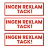 3-pack Ingen Reklam Tack Klistermärke Dekal Röd 3,5×10,5cm