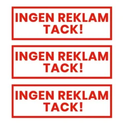 3-pack Ingen Reklam Tack Klistermärke Dekal Röd 3,5×10,5cm