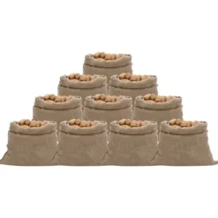 10-pack Jutesäckar 100% naturlig jute 220 gsm | Storlek: 100x110 cm | Ekologiska & hållbara
