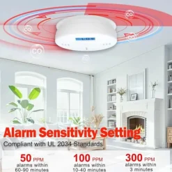 1-pack kolmonoxidlarm med LCD-display, UL2034-standard, lämplig för hemmabruk