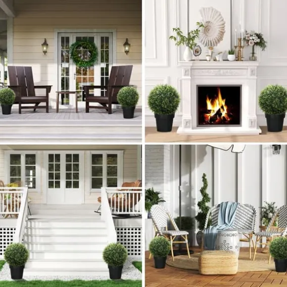 2-pack konstgjord ceder 45 cm med kruka, dekorativa växter för hem & trädgård