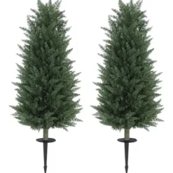 2-pack konstgjord cypress 100 cm med jordspjut, naturtrogen för trädgård & hem
