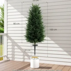 2-pack konstgjord cypress 100 cm med jordspjut, naturtrogen för trädgård & hem