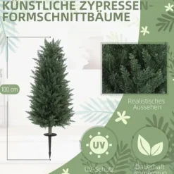 2-pack konstgjord cypress 100 cm med jordspjut, naturtrogen för trädgård & hem