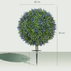 2-pack konstgjord lavendel 60 cm UV-skydd med markspjut, för hem & trädgård