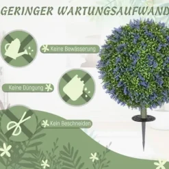 2-pack konstgjord lavendel 60 cm UV-skydd med markspjut, för hem & trädgård