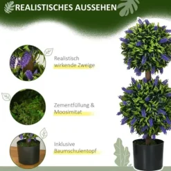 2-pack konstgjord lavendel 70 cm med kruka, UV-skydd, för hem & trädgård