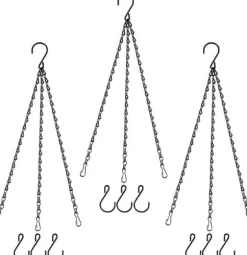 3-pack metallhängande kedjor växtstöd för fågelmatare, lyktor och vindspel, starka krokar för utomhusbruk