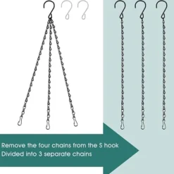 3-pack metallhängande kedjor växtstöd för fågelmatare, lyktor och vindspel, starka krokar för utomhusbruk