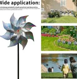 4-pack Reflekterande Fågelskrämmande Vindsnurror 50 cm - Vinddriven & Dekorativ | Naturlig Fågelavskräckare för Trädgård/Balkong