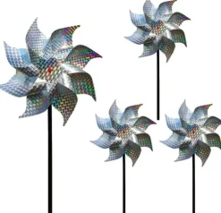 4-pack Reflekterande Fågelskrämmande Vindsnurror 50 cm - Vinddriven & Dekorativ | Naturlig Fågelavskräckare för Trädgård/Balkong