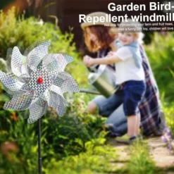 4-pack Reflekterande Fågelskrämmande Vindsnurror 50 cm - Vinddriven & Dekorativ | Naturlig Fågelavskräckare för Trädgård/Balkong