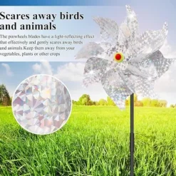 4-pack Reflekterande Fågelskrämmande Vindsnurror 50 cm - Vinddriven & Dekorativ | Naturlig Fågelavskräckare för Trädgård/Balkong