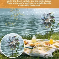 4-pack Reflekterande Fågelskrämmande Vindsnurror 50 cm - Vinddriven & Dekorativ | Naturlig Fågelavskräckare för Trädgård/Balkong