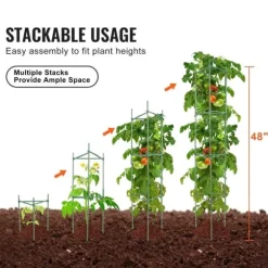 6-pack tomatburar, 48" stödbur för tomatplantor, hållbar trädgårdslösning, lätt att installera