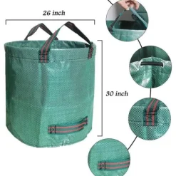 2-pack trädgårdsavfallspåsar - 272L trädgårdsavfallspåsar - Kraftig polypropen (PP) Gröna avfallspåsar A96