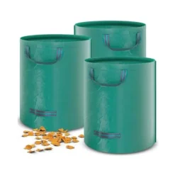 3-pack trädgårdsavfallspåsar - 272 L - Trädgårdspåsar - Lövgräspåsar - Fristående - Stabil - Vattentät - UV-beständig