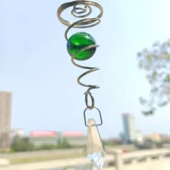 2-pack 7-tums prydnadsbollar med spiralsvans dekorativ vindstabilisator inomhus- och utomhusträdgårdsdekoration rostfritt stål glasbollar med hängand | CDON