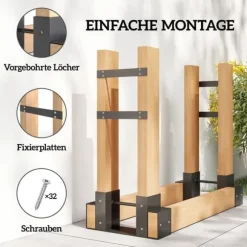 2-pack vedställ för inomhus 33,5×10×15,5 cm, justerbar längd, metall, svart