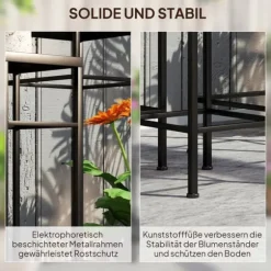 3-pack växtställ upp till 71 cm, metall i tre storlekar – blå/vit