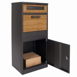 Paketbrevlåda - 50x38x112 cm - stål - antracit trälook