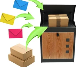 Paketpostlåda - 43x24x52 cm - metall - antracit, trälook