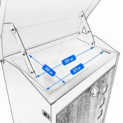 Paketpostlåda - 43x24x52 cm - metall - antracit, trälook