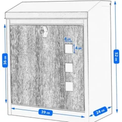 Paketpostlåda - 43x24x52 cm - metall - antracit, trälook