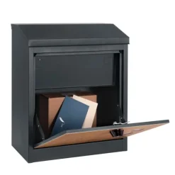 Paketpostlåda - 43x24x52 cm - metall - antracit, trälook