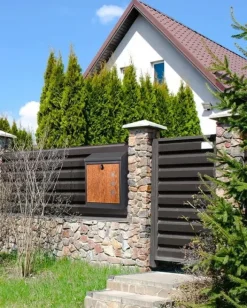 Paketpostlåda - 43x24x52 cm - metall - antracit, trälook