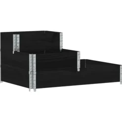 Pallkrage 3 nivåer svart 120x80 cm massiv furu