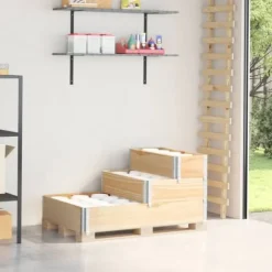 Pallkrage 3-nivåer för odling av blommor & grönsaker | Färg: Massiv furu | Storlek: 120x80 cm