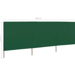 3-panelers vindskydd i högkvalitativt tyg | Färg: Grön | Storlek: 400x160 cm