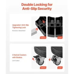 Papperskorgsdolly med Hjul, Justerbar 15-22,8 tum Rund Möbeldocka, Robust och Lätt att Röra sig