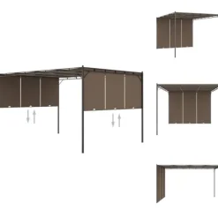 Partytält & paviljoner - Living Trädgårdspaviljong med draperier 4x3x2,25 m taupe