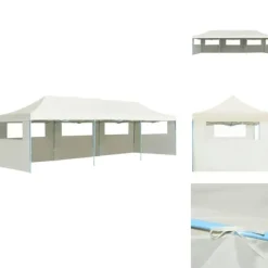 Partytält & paviljoner - Living Pop-Up hopfällbart partytält med 5 sidoväggar 3x9 m gräddvit