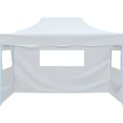 Partytält & paviljoner - Living Hopfällbart partytält med 3 sidoväggar 3x4 m stål vit