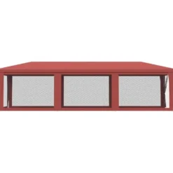 Partytält med 8 sidoväggar i nät - Vattentålig paviljong | Färg: Röd | Storlek: 3x9 m