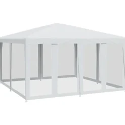 Partytält med 8 sidoväggar i nät 4x4 m HDPE vit