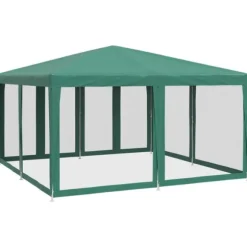 Partytält med 8 sidoväggar i nät 4x4 m HDPE grön