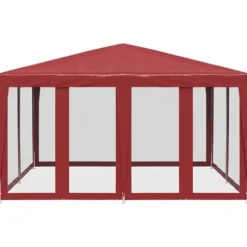 Partytält med 8 sidoväggar i nät 4x4 m HDPE röd