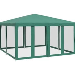 Partytält med 8 sidoväggar i nät - Vattentåligt HDPE & Järnram | Färg: Grön | Storlek: 4x4 m