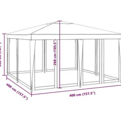 Partytält med 8 sidoväggar i nät - Vattentåligt HDPE & Järnram | Färg: Grön | Storlek: 4x4 m