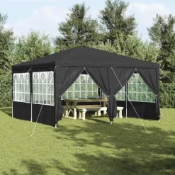 Partytält 4x4 m med 8 väggar - Rymligt och stiligt | Färg: Antracit | Material: PE