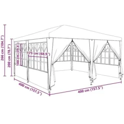 Partytält 4x4 m med 8 väggar - Rymligt och stiligt | Färg: Antracit | Material: PE