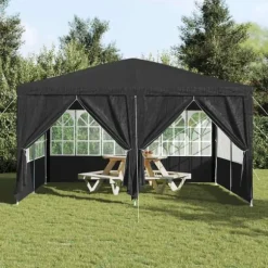 Partytält 4x4 m med 8 väggar - Rymligt och stiligt | Färg: Antracit | Material: PE