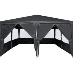 Partytält 4x4 m med 8 väggar - Rymligt och stiligt | Färg: Antracit | Material: PE
